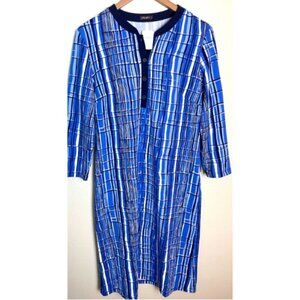 J McLaughlin Dress Womens 3/4 Sleeve Blue Size L Nautical Blue Banded Collar NEW